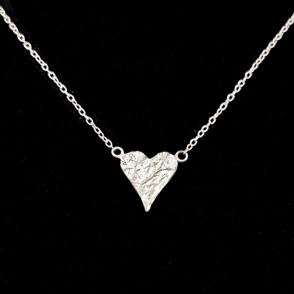 NEW - Handmade in NYC Reticulated Heart Necklace .925 Sterling Silver